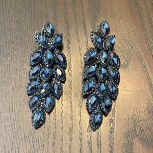 Elegant Blue Crystal Drop Earrings